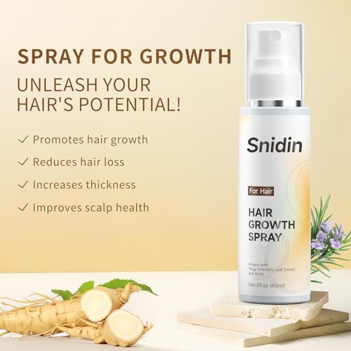Hair Growth Spray, With Rosemary Oil and Biotin, Non-Greasy, Helps Prevent Hair Thinning & Hair Loss, for Scalp, 60ml Bottle