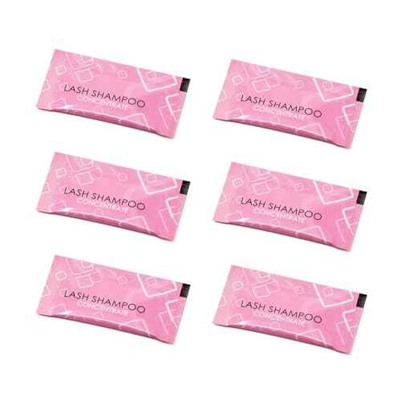 Lash Shampoo Concentrate Lash Cleaning for Eyelash Extensions Anti-allergic Hypoallergenic and Non-irritation Cleanser for Salon & Home Use (6 bags)