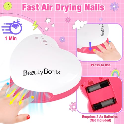 Kids Nail Polish Set for Girls with Dryer, Non-Toxic Nail Kit for Girls Ages 8-12 Water Based, with Fake Nail Art Salon, Girl Toys Christmas Birthday Gifts for Girls 8 9 10 11 12