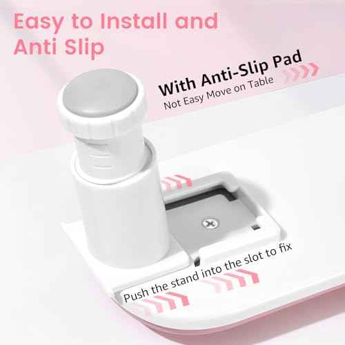 Arm Rest for Nails Tech: 3rd Generation Manicure Nail Arm Rest with Rotating Phone Stand, U-Shaped Height Adjustable Hand Rest Pillow for Acrylic Nails Pink