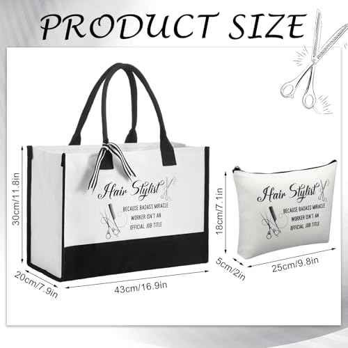 Sieral 3 Pcs Women Hairstylist Gift Set for Hairdresser Tote Bag Makeup Tumbler