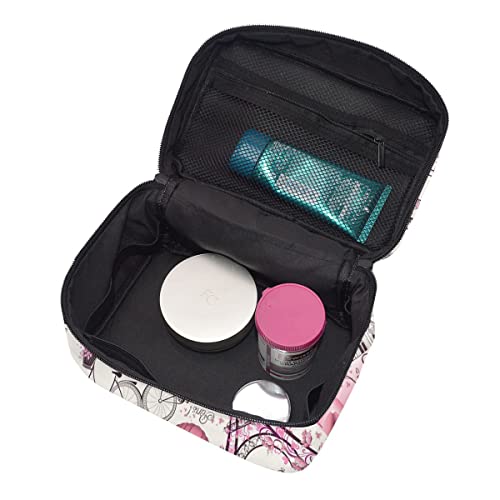 Travel Cosmetic Bag Paris Eiffel Tower Flower Toiletry Makeup Bag Pouch Tote Case Organizer Storage For Women