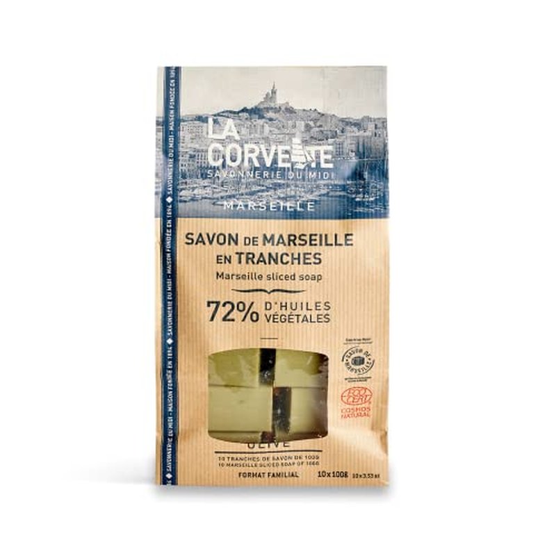 La Corvette bag of OLIVE Marseille soap, bulk 1kg : 10x100g - COSMOS NATURAL