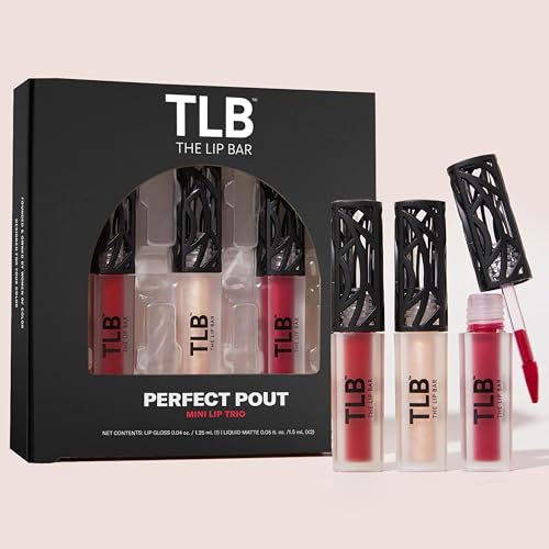 The Lip Bar - Perfect Pout Mini Lip Trio Gift Set (3 Products) - Nonstop Liquid Matte Lipstick & Non-Sticky Lip Gloss - Travel Size - Gift Box - Vegan, Gluten Free, Cruelty Free - Makeup & Cosmetics