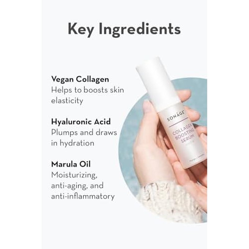 Sonage Collagen Boosting Serum: Vegan Anti-Aging Face Serum | Plumps, Smooths, Minimizes Pores, Wrinkles
