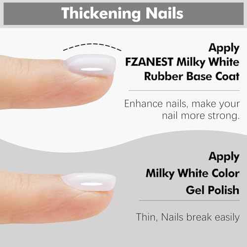 FZANEST Builder Gel for Nails, Milky White Gel Polish Rubber Base For Nails Strengthener Extension Apex Building Repair UV LED Color Base Nail Polish in Bottle