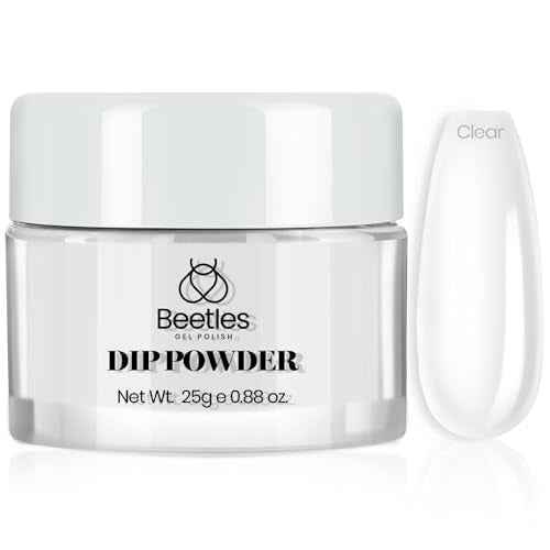 Beetles Dip Powder Clear Color, Transparent Nail Dipping Powder Crystal Clear French Nail Art Basic Starter No Nail Lamp Needed Manicure Salon DIY at Home for Women