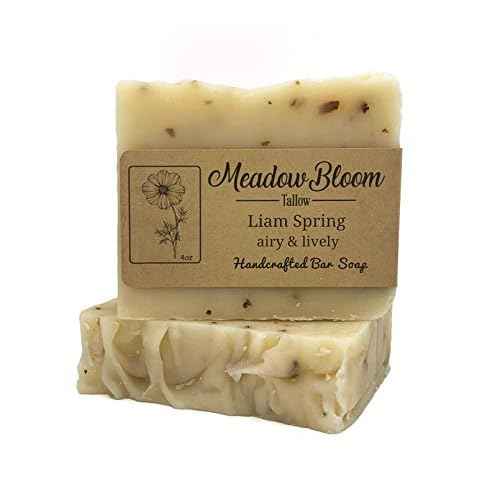 EST'D 2004 HC Meadow Bloom Tallow Bar Soap - Rosemary & Spearmint 2 Pack - Made with All Natural 100% Grass Fed Tallow Handmade Soap Bar - Great for Face or Body Soap