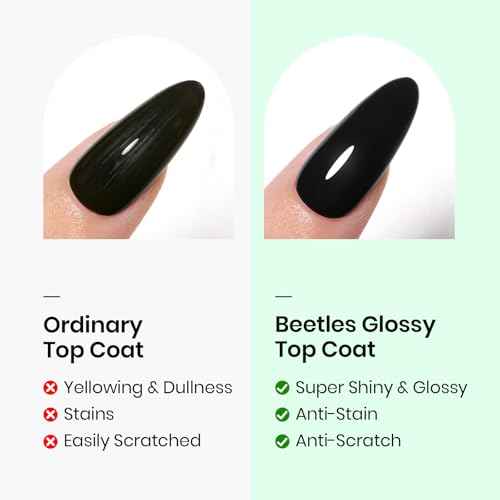 Beetles 2Pcs 15ml Gel Base and Top Coat Set - Upgrade No Wipe Extra Glossy Top Coat Finish for Gel Nail Polish, Soak Off UV/LED Lamp Needed, Essentials for Long-Lasting Manicure Halloween Kit
