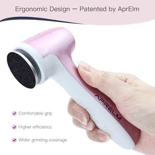 AprElm-E7 Rechargeable Electric Foot Callus Remover with 3-Sizes 120Pcs Sandpaper Discs, Professional 1000RPM 3-Speed Control Electric Foot File (Pink)