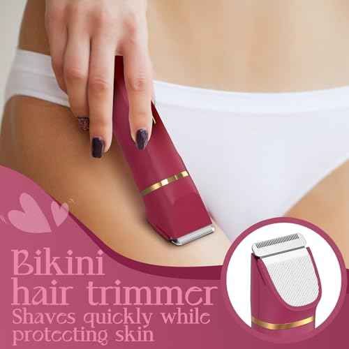 Electric Bikini Trimmer for Women - Waterproof Pubic Hair Trimmer & Facial Shaver, Rechargeable Cordless Electric Razor with Ceramic Blades, IPX7 Shower-Safe for Sensitive Skin, Christmas Gift for Her