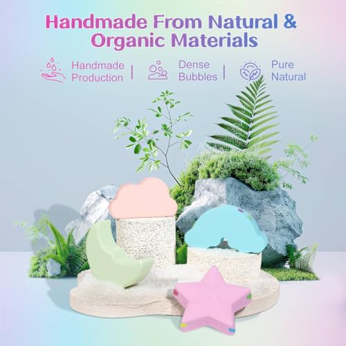 Rainbow Bath Bombs for Kids - 9 Pcs Handmade Natural Kids Bath Bombs, Organic Bubble Bath for Girls, Christmas Gifts for Kid Girls, Stocking Stuffers