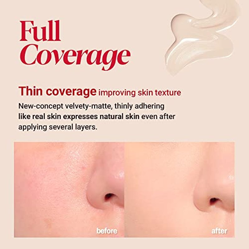 ESPOIR Pro Tailor Foundation Be Velvet SPF22 PA++ #2 vanilla (1.01 fl oz ) | Powerful Lastingness, Providing 48-Hour Cover | Easy Blending, Thin Coverage Improving Skin Texture | Comfortable Velvety