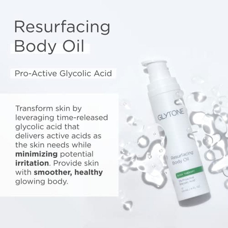 Glytone Resurfacing Body Oil? Nourishing & moisturizing anti aging Body Oil for dry Skin & Keratosis Pilaris ?5% Proactive Glycolic Acid After Shower oil for Body?Unscented, Non Toxic 4 Fl oz