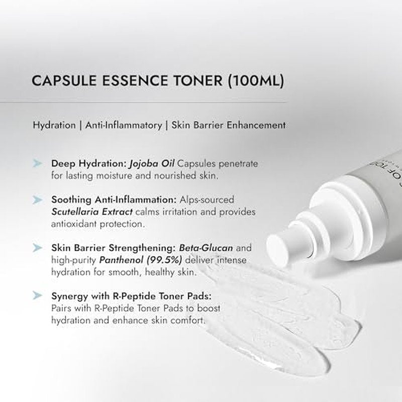 AS OF TODAY Capsule Essence Toner | Jojoba Oil Capsules + Scutellaria Extract | D-Panthenol Hydrating Toner for Sensitive, Dry & Combination Skin | Clean Beauty Formula | Moisturizing & Balancing