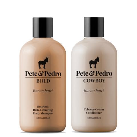 BOLD Bourbon Scented Shampoo & Cowboy Tobacco Conditioner Combo - Rich Daily Hair Care for Men | Fuller, Thicker, Healthier Hair | 8.5 oz Each