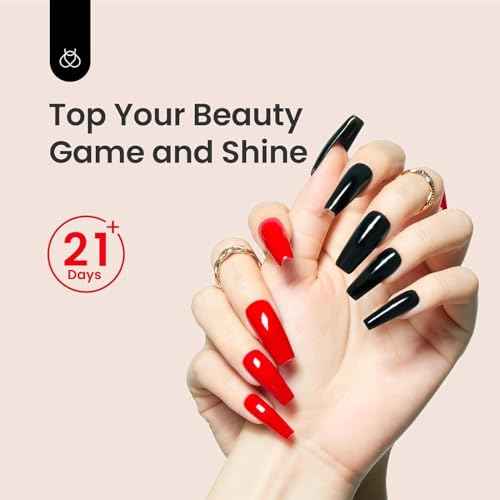 beetles Gel Polish 2Pcs 15ml No Wipe Top Coat Gel Nail Polish High Gloss Shiny Long-Lasting Clear Gel Top Coat, Soak Off Nail Lamp, Christmas Nails Home DIY Manicure and Nail Salon Gifts for Girls