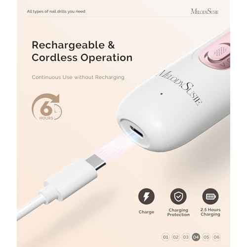 MelodySusie Professional Manicure Pedicure Kit,8-in-1 Electric Nail Drill Set with 5 Speeds,Rechargeable Cordless E-File with 360¡Æ LED Light,Perfect Hand Foot Care Trimmer Polish Tools - PC760G