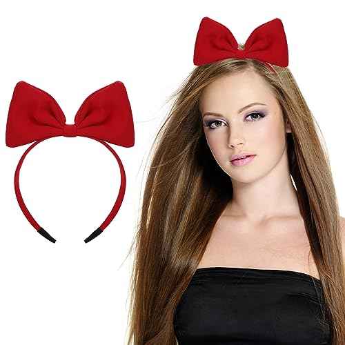 Bow Headbands Red Bowknot Hair Band Fashion Cute Hair Hoop Big Bowknot Headdress Perfect Hair Accessories for Women Girls Party Cosplay