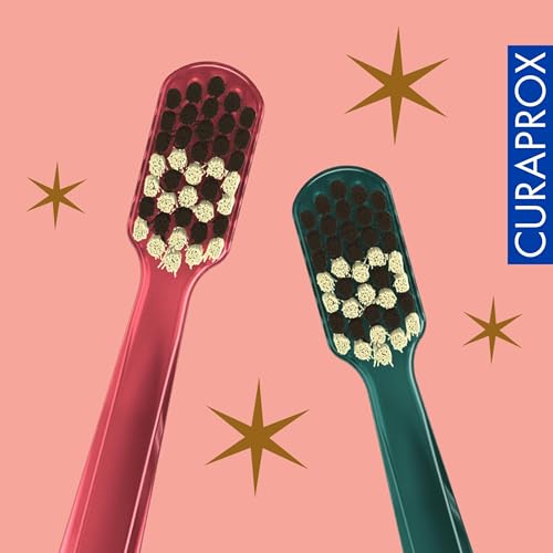 Curaprox Manual Toothbrush ? Christmas Edition 2023 | Ultra-Soft for Sensitive Teeth and Gums | 2-Pack, Festive Red and Green