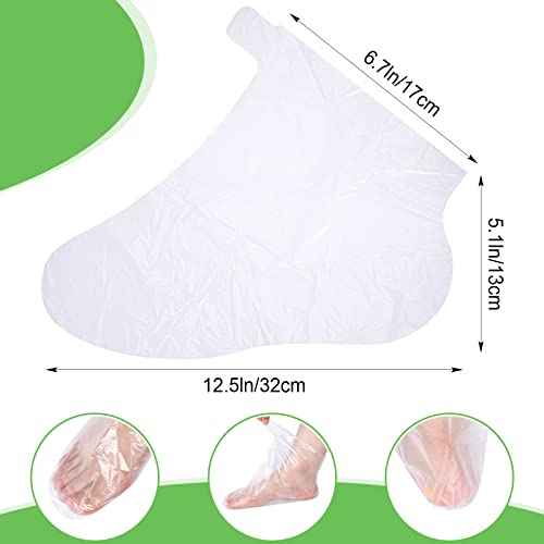 1500 Pcs Disposable Plastic Foot Covers for Feet Paraffin Bath Liners for Foot Pedicure Moisturizing Socks Spa Feet Care Hot Wax Therapy Booties Bags Covers with Stickers for Snug Closure