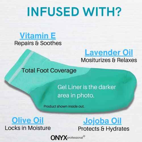 Onyx Professional Gel Moisturizing Socks, One Size Dry Feet Treatment for Women or Men, Hydrating Spa Socks for Dry Feet and Cracked Heel Repair, One Reusable Pair