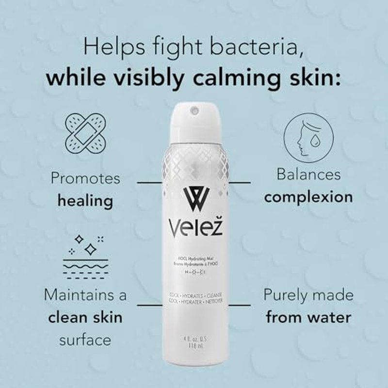 Vele? HOCL Hydrating Face Mist, Gentle Facial Spray, Versatile Fusion of Hypochlorous Acid + Pure Water, Refreshes, Soothes & Cleans The Skin, 4 Fl Oz
