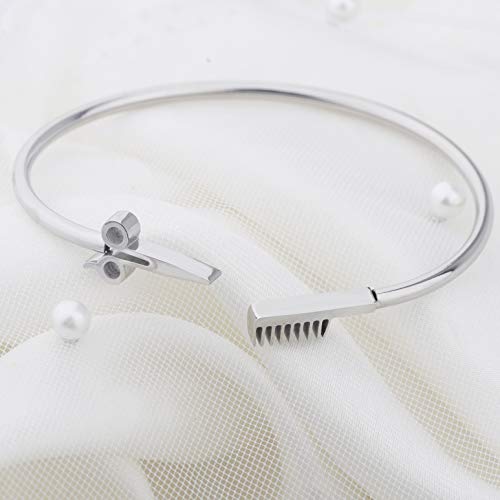 BNQL Hair Stylist Scissor and Comb Bracelet Hair Salon Stylist Thanks Jewelry