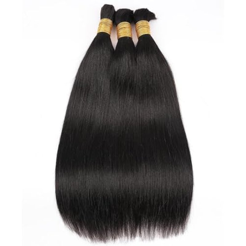Human Braiding Hair for Boho Braids 22inch Straight Bulk Human Hair Extensions for Braiding No Weft Brazilian Virgin Human Braiding Hair for Black Woman Straight 1 Bundle 100g Natural Black