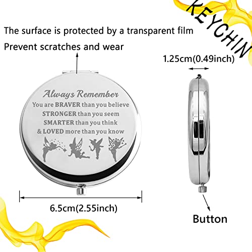 KEYCHIN Fairy Tale Pocket Mirror Fairy Pixie Cartoon Fans Gifts You are Braver Stronger Smarter Than You Think Compact Makeup Mirror for Women Girls Teenagers (Fairy Tale Mirror)