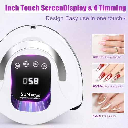 Wisdompark 320W UV LED Nail Lamp, Nail Dryer for Gel Polish with 72Pcs Lamp Beads and Automatic Sensor/4 Timer Setting Professional Nail Art Tools