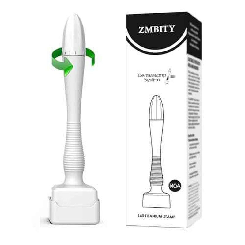 Titanium Microneedles Derma Roller - Stamp Alternative -Microneedle Micro Needle Skin Care Tool - Microneedling Roller for Men and Women (White)
