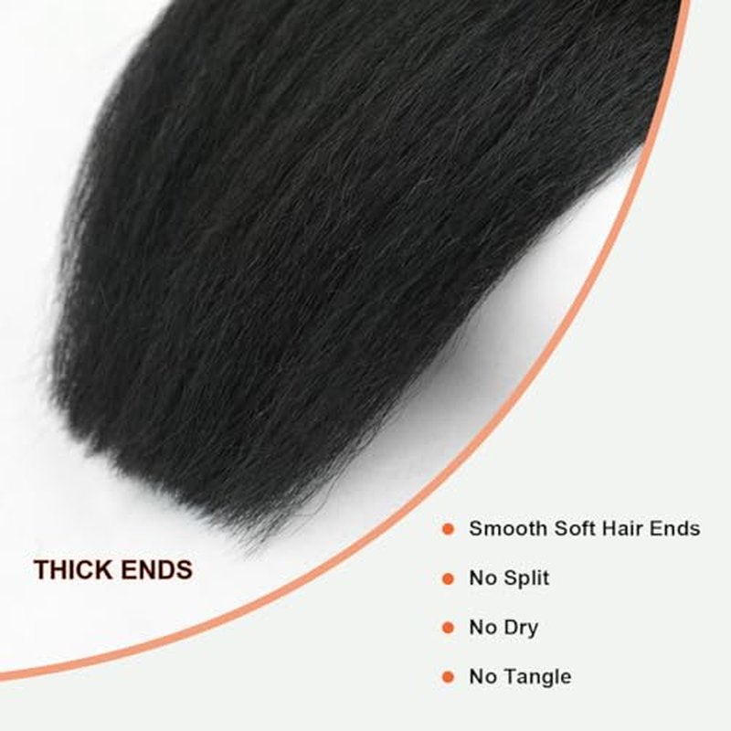 Yaki Straight Bundles Kinky Straight Bundles Human Hair 22 Inch 12A 100% Unprocessed Brazilian Virgin Human Hair Bundles for Black Women Natural Black Raw Remy Hair Extension 1 Bundle