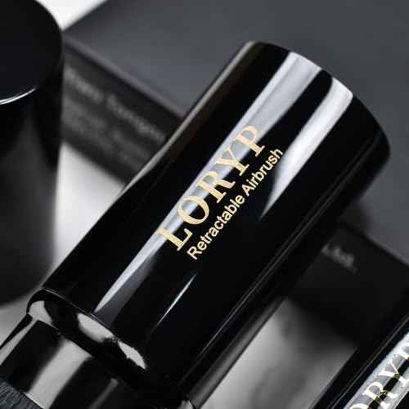 LORYP Retractable Makeup Brush Black Kabuki Foundation Brush for liquid Cream and Powder Makeup 2 Pack Travel Makeup Brush Set