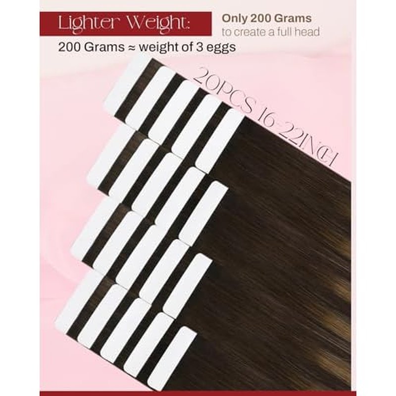 Moresoo Tape in Hair Extensions Human Hair #4/6/613 Brown Ombre Platinum Blonde with Chestnut Brown Silky Straight Remy Hair, Fashion Hair Extensions Real Human Hair Invisible Thick 20pcs 50g 18inch