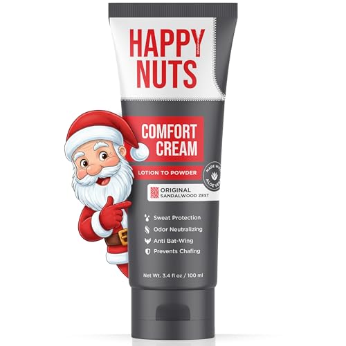 HAPPY NUTS Comfort Cream Deodorant For Men: Anti-Chafing Sweat Defense, Odor Control, Aluminum-Free Mens Deodorant & Hygiene Products for Men's Private Parts 3.4oz, Original