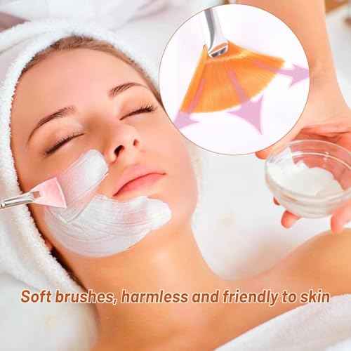 20 Pieces Fan Brushes Facial Applicator Brush Soft Makeup Mask Acid Applicator Brush Esthetician Cosmetic Brush for Mud Cream, Makeup Peel (Pink)