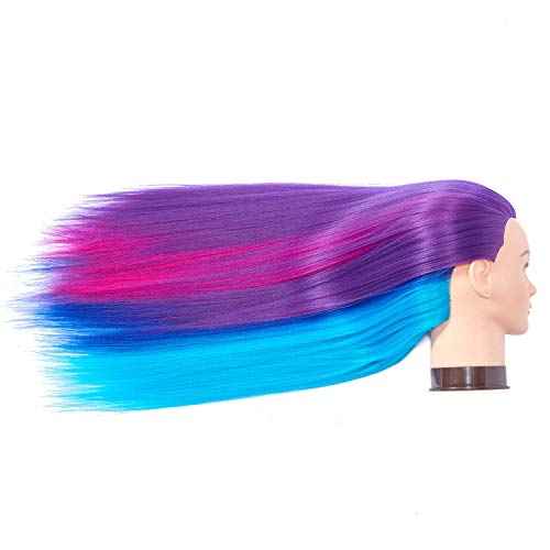 Traininghead 26"-28" Mannequin Head Hair Styling Training Practice Head Manikin Cosmetology Doll Head Synthetic Fiber Hair Hairdressing Training Model with Free Clamp Stand (1813W0320)