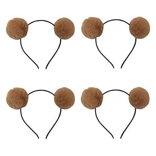 Headband Bear Ears Soft Ball Hairband Headwear Halloween Costume for Girls Women