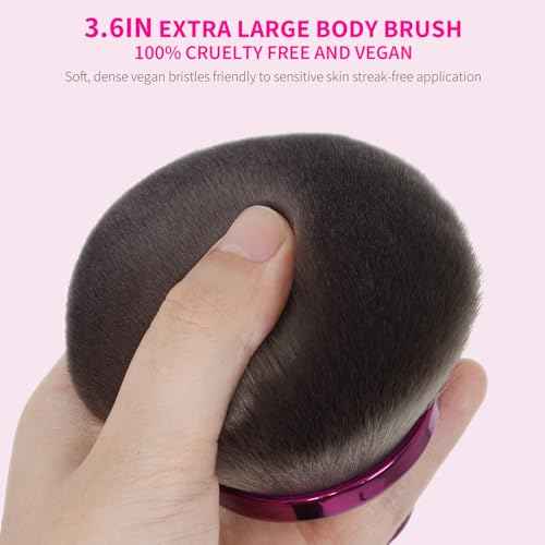Super Large Body Kabuki Brush For Self Tanner, Leg Makeup, Bronzer Blend, 3.6In Width Round Head Kabuki Self Tanner Brush, With Soft Synthetic Hair Provides More Even Application