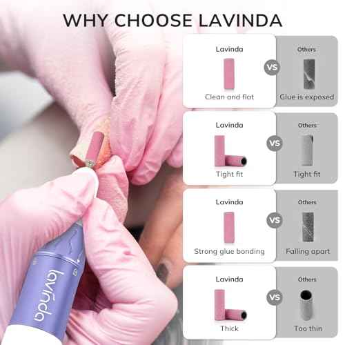 Lavinda Small Sanding Bands Nail Drill Bit, 80 Piece Extra Fine Sanding Bands for Nail Drill with 3.1mm Mandrel Bit for Acrylic Nails Gel Removing Shaping Polishing Nail Salon Use (240 Grit, Pink)