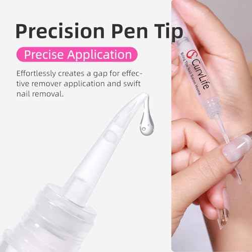 Curvlife New 3 IN 1 Nail Glue Remover Pen, Nail Glue Remover For Press On Nails, Click&Remove Pen Design, Not for Gel Polish Base Coat, For Fake Nails Debonder Adhessive Remover Acetone-free, 2pcs,5ml