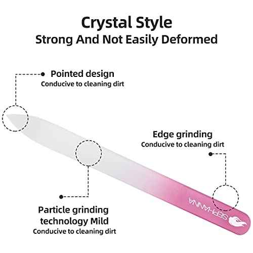 Crystal Glass Nail File with Case Pack 6, Professional Nail Files, Czech Glass Nail File Double Sided Glass Fingernail Files for Natural & Acrylic Nail Care, Nail Tool Home & Saloon Travel Friendly