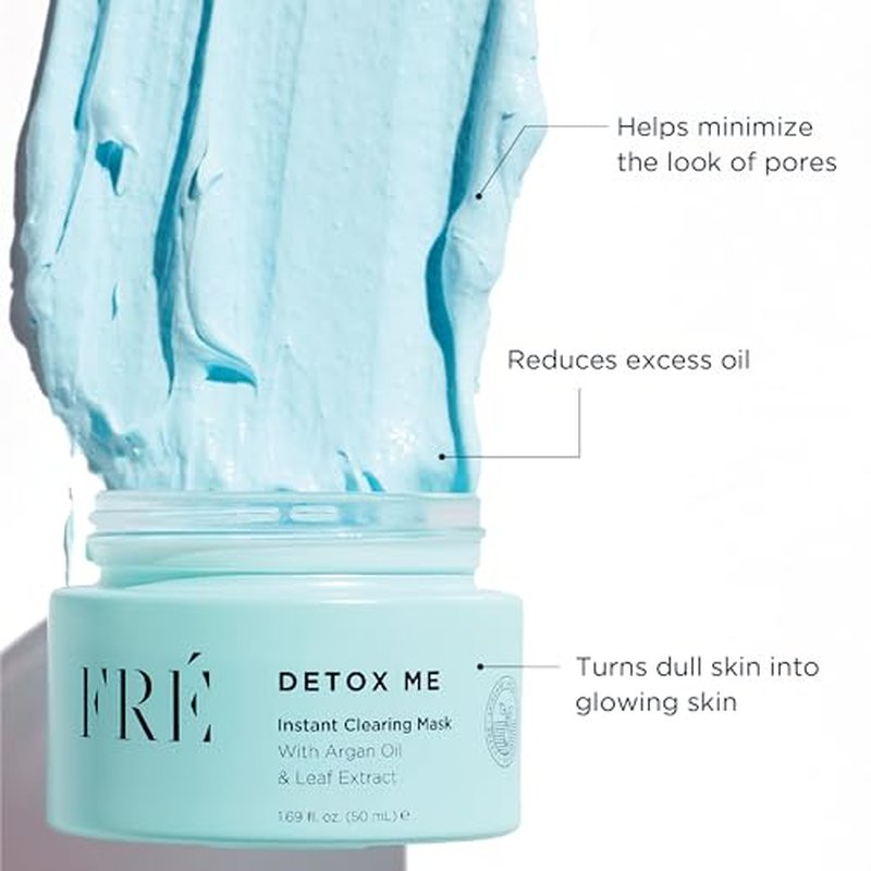 FR? Exfoliating Acne Face Mask, Detox Me Skincare - Prevents Acne, Breakouts & Unclogs Pores - Argan Oil, Dead Sea Salt & Kaolin Clay Mask for Face - Facial Scrub Blackhead & Dark Spot Reducer