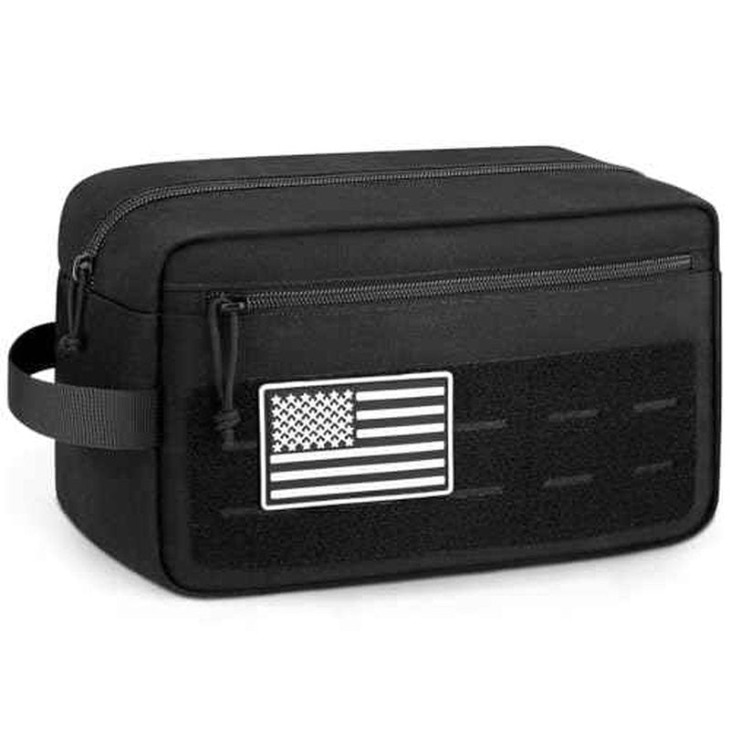 ETRONIK Travel Toiletry Bag for Men, Tactical Hygiene Bag EDC Military Tool Molle Pouches, Water-resistan Hanging Shaving Dopp Kit Shower Bag for Travel Accessories, Bathroom Makeup Bag Women, Black