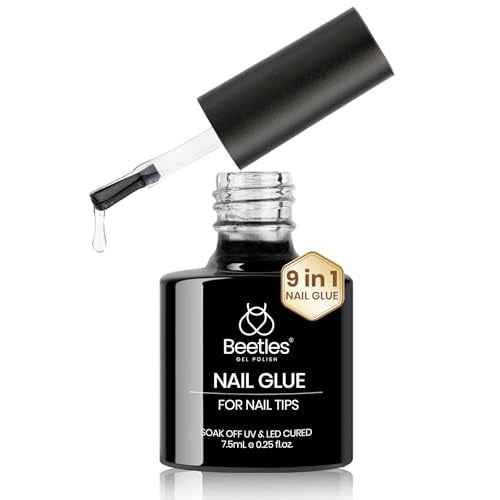 Beetles 9 in 1 Nail Glue Gel for Nail Tips and Clear Acrylic Nails Long Lasting, Curing Needed UV Extension Glue for False Nail Tips and Press on Nails, Christmas Nail Art