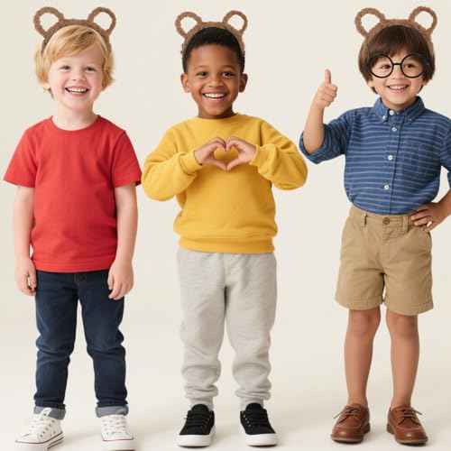 Bear Ears Headband for Women Cute Bear Hairband Chipmunk Ears Headbands Animal Cosplay Halloween Costume Headwear