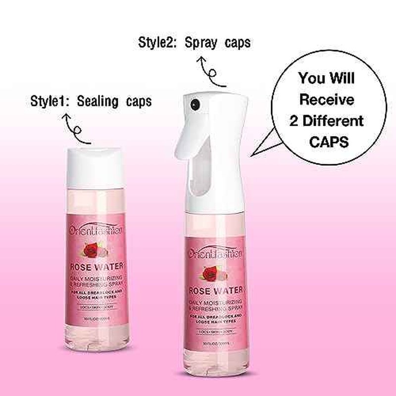 Orientfashion Moisturizing Refreshing Spray for Locs- Rose Water Hair Scalp Moisturizer, Castor Oil- Natural Loc Care and Maintenance (Rose, 10 Fl oz)