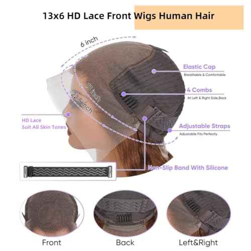 Sunelk Highlight Wig 200 Density 13x6 Lace Front Wigs Human Hair 24 Inch Ombre Body Wave Lace Front Wigs Human Hair Pre Plucked Honey Blonde Wig HD Lace Frontal Glueless Wig for Women