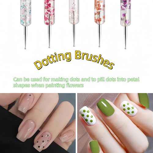 Nail Art Tool Set - 5 Dotting Tools & 5 Nail Liner Brushes for Salon, Professionals & Beginners